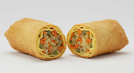 Group of Delicious Golden-Brown Potstickers on a White Surface.