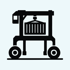 Silhouette container crane transporting cargo industry vector illustrator