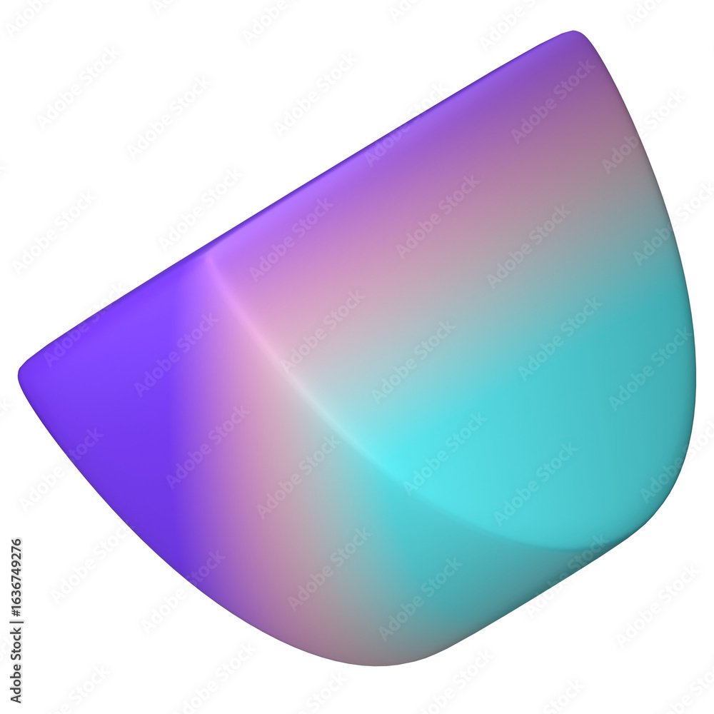 Poster a modern abstract 3d geometric shape with a vibrant purple and cyan gradient. futuristic digital art
