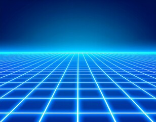 Retro grid floor, glowing blue