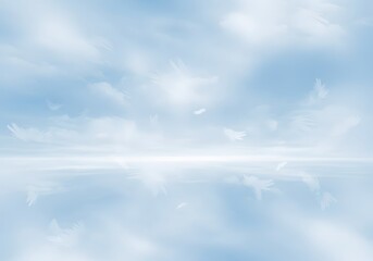 Serene Blue Sky with Clouds and Reflection - Peaceful Landscape, Nature, and Beauty
