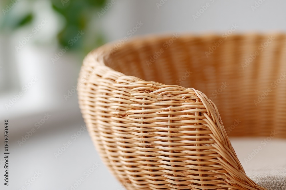 Poster natural wicker chair showcasing intricate weaving patterns and w