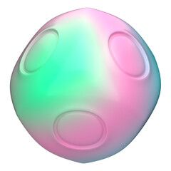 Abstract 3D sphere with indented circles in a pastel gradient. Modern futuristic geometric object isolated on a white background.