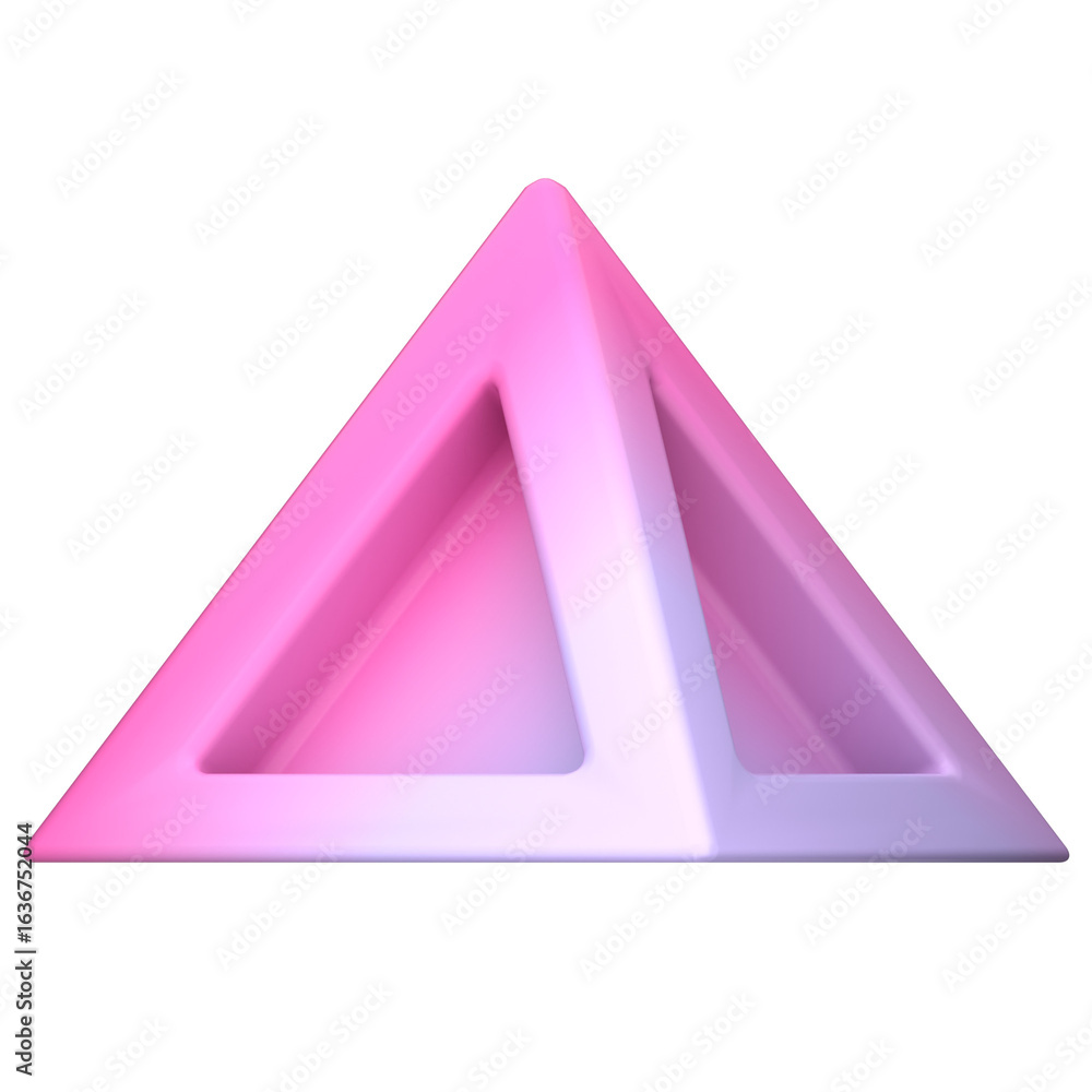 Aufkleber abstract 3d rendering of a hollow triangular pyramid with a smooth pastel pink and lavender gradient