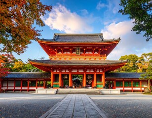 Fototapeta premium Autumn temple entrance