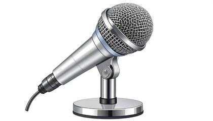 Silver microphone on a stand