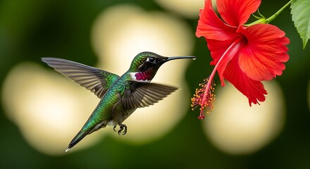 Fototapeta premium A Hummingbird Frozen in Mid-Air