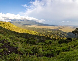 Naklejka premium High viewpoint of African savanna