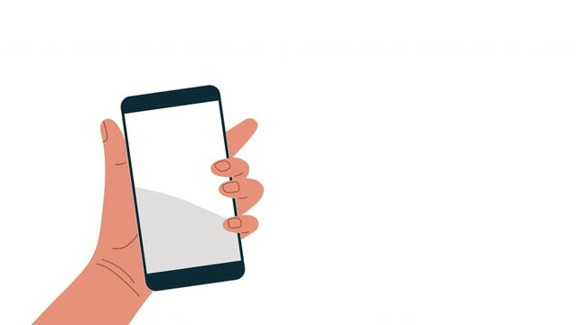 Red heart on mobile phone screen. Hand holding mobile smart phone with social media app. Likes icon flat illustration. Smartphone apps concept. Smartphone with interface post on social network.