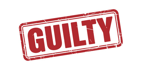 Red stamp with the word guilty