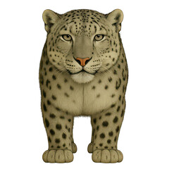 Naklejka premium A detailed illustration of a snow leopard standing regally. It's intricate fur pattern is a visual feast.