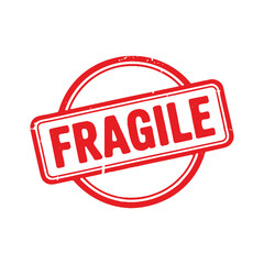 Red fragile stamp on white background