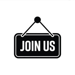 Join us sign icon black and white