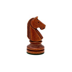 Dark Brown Wooden Chess Knight Piece Isolated on White Background