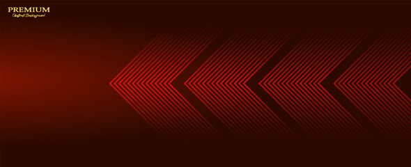 red abstract background with glowing arrow lines. Modern red geometric lines design. Technology futuristic concept. Horizontal banner template. Suit for cover, header, poster, banner, web