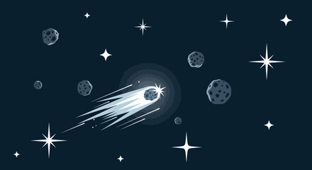 Naklejka premium Spectacular Comet Trailing Light in the Vastness of the Universe Display