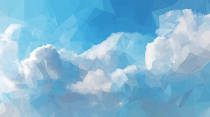 Obraz premium Clouds and Sky Illustrated Through Geometric Shapes in a Tranquil Blue Setting