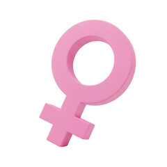 Obraz premium Pink Female Gender Symbol on Black Background Feminine Empowerment and Equality 3D Rendered Illustration