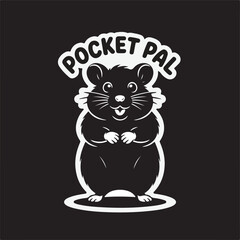 Cute Black Hamster Silhouette Sticker – Playful ‘Pocket Pal’ Vector Illustration