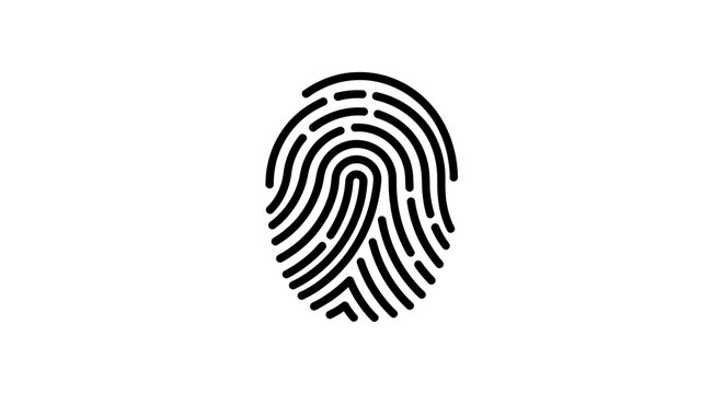 Simple Fingerprint Illustration on White Background for Security and Identification
