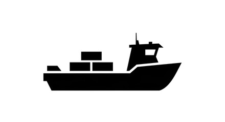 Cargo Ship Silhouette with Containers Graphic Illustration For Commercial Use