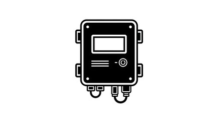 Electrical Box with Display Icon Black and White Vector Illustration