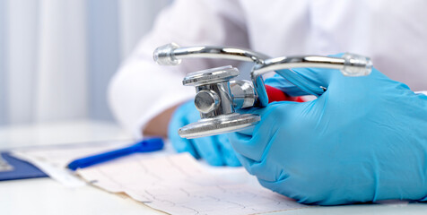 Doctor with a stetascope and a white coat
