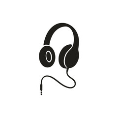 Headphones Black and White Vector Illustration for Audio Listening and Sound Experience Minimalist Design Isolated on White Background