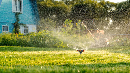 Automatic watering of the lawn in the garden