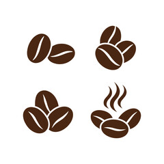Minimalist Coffee Bean Icons Set for Cafe and Beverage Promotion Design Featuring Steaming Coffee Beans and Simple Aesthetic