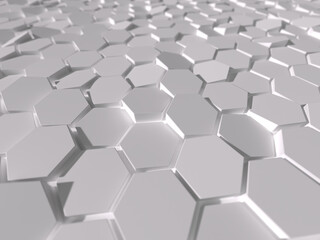 凸凹した六角形のパネルの3Dイラストレーション