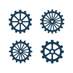 Collection of Gear Icons on White Background representing Mechanical Engineering and Industrial Design elements for graphic designs and presentations