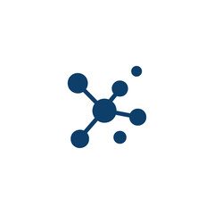 Abstract Molecule Structure in Navy Blue with Atom Connections for Science and Technology Concepts on White Background Backdrop