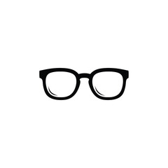 Black rimmed glasses icon on white background optical lens vision care and style for intellectuals and students