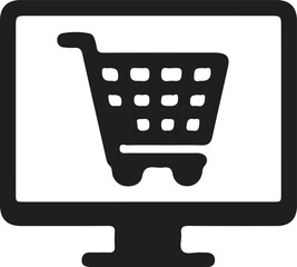 Computer screen displaying a shopping cart icon
