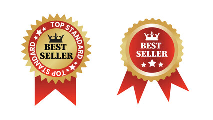 Golden Top Standard Best Seller Ribbon Badge Illustration