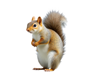 Squirrel standing upright isolated on transparent background