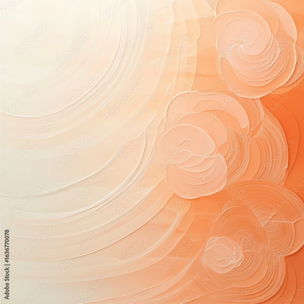 Poster abstract background with swirling patterns in shades of orange and peach