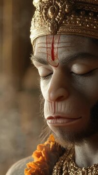 Hanuman divine strength: worshiped icon, symbol of loyalty, power figure, Ramabhakta devotion, valorous deeds, courage in battle, mythological hero, symbol of devotion, Ramayana epic.