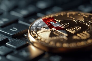 Gold Coin on a Keyboard