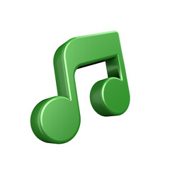 A 3D render of a paint metallic music icon on transparent background