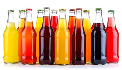 Row of colorful soda bottles