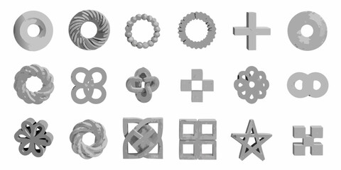 Collection of abstract geometric shapes and ornaments