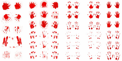 Collection of red blood handprints and splatters