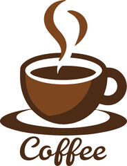 Obraz premium Minimalist Coffee Cup Illustration Featuring Steam and Elegant Lettering for Coffee Lovers