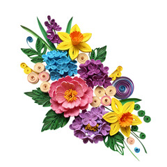 Paper Flower Bouquet: Quilling Art, Floral Arrangement, Spring Blooms