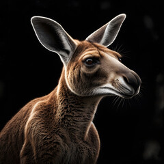 Obraz premium Portrait of a young giraffe close up showing its head and ears in natural wildlife setting