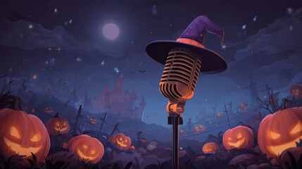 a microphone with a witch hat on it