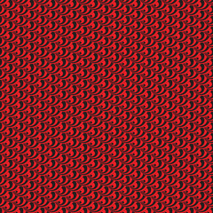 Red and black repeating wave pattern with layered curved shapes vector