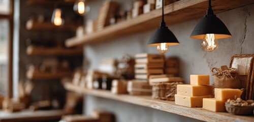 Fototapeta premium Cozy Local Soap Store Interior with Natural Products